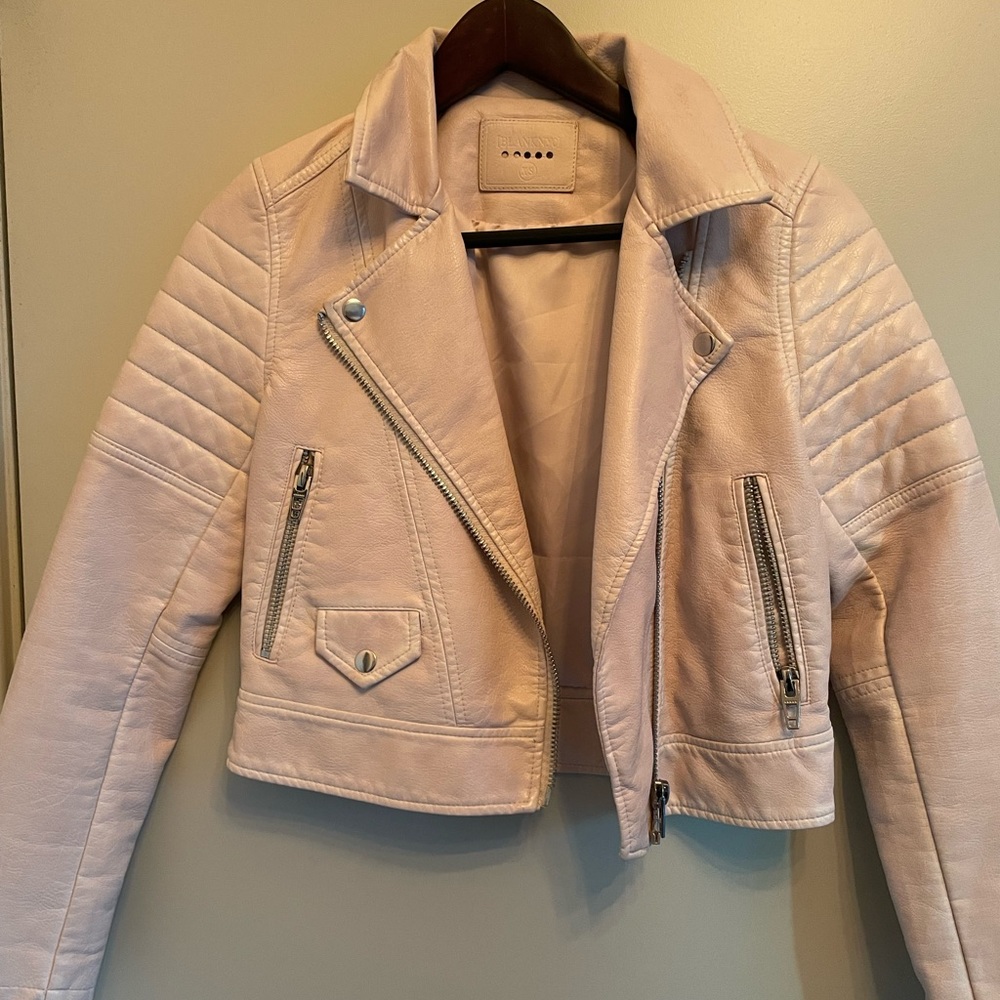 Blank NYC light pink pleather jacket.